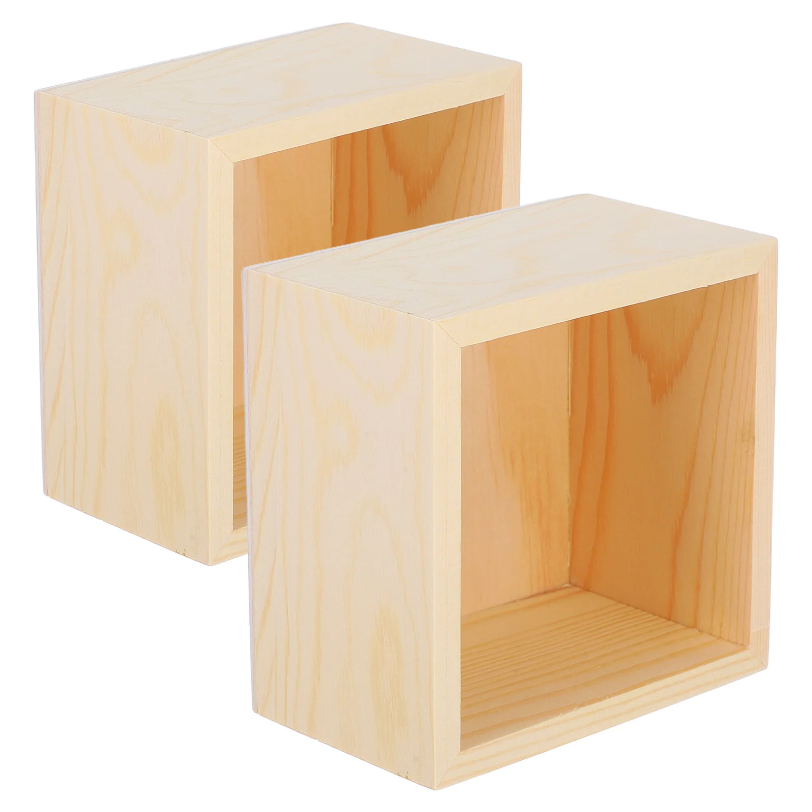 

2 Pcs No Cover Wooden Box Boxes for Crafts Wedding Candy Desktop Crates Decorative