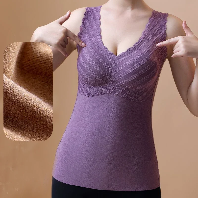 Thermal Underwear Vest Thermo Lingerie Woman Winter Clothing Warm Top Inner Wear Thermo Shirt Undershirt Intimate Lace