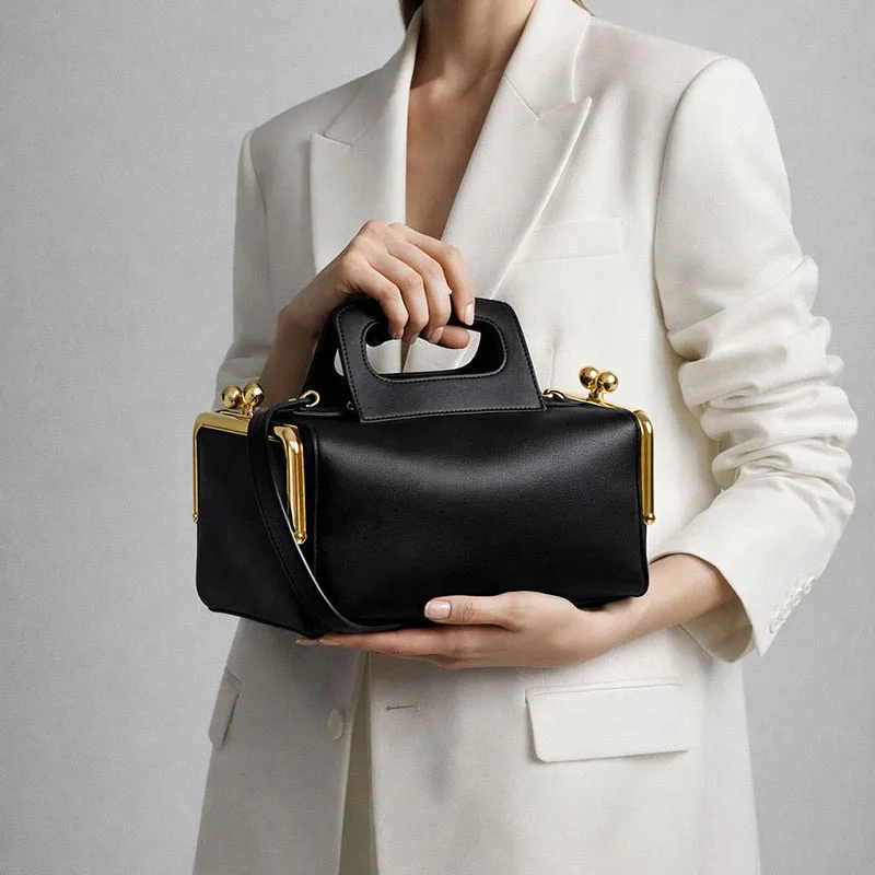 Luxury Clip Box Bags for Women Handbags High Quality PU Leather Shoulder Bag Kisslock Evening Bags Ladies Wedding Party Clutch