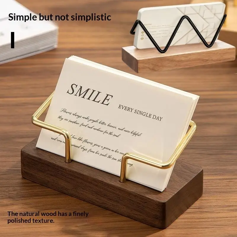 New 1Pcs Wooden Business Card Display Stand Wood Business Card Holder For Desk Postcard Holder Office Home Desktop Accessories