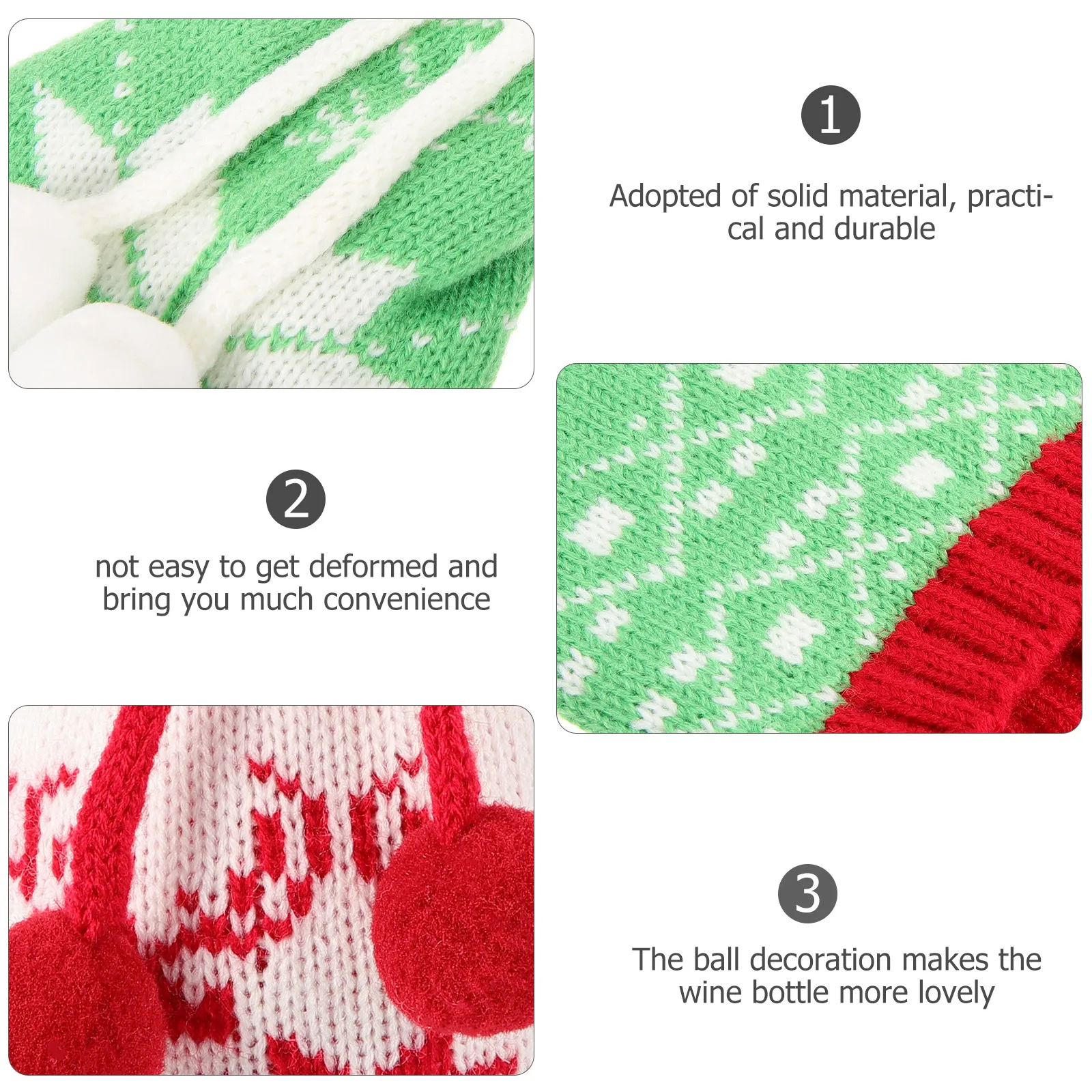 

2Pcs Wine Bottle Cover Christmas Decorative Soft Cloth Red Deer Green Cover Xmas Party Table Decoration Wine Accessories