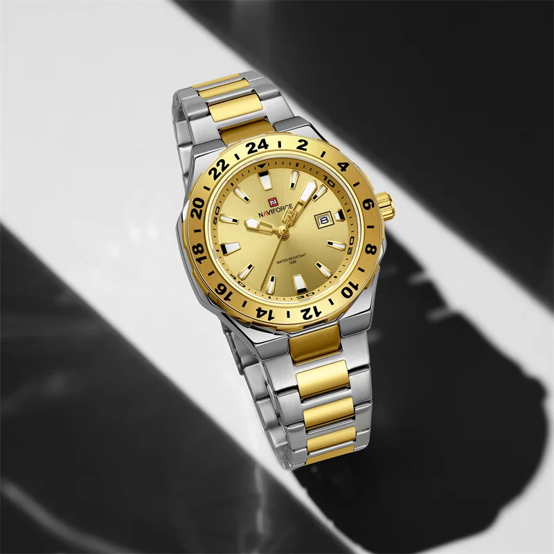 نمط جديد NAVIFORCE 2025 ساعات كوارتز عادية للرجال الفولاذ المقاوم للصدأ 3ATM مقاوم للماء رجل ساعة عالية الجودة موضة ساعة اليد