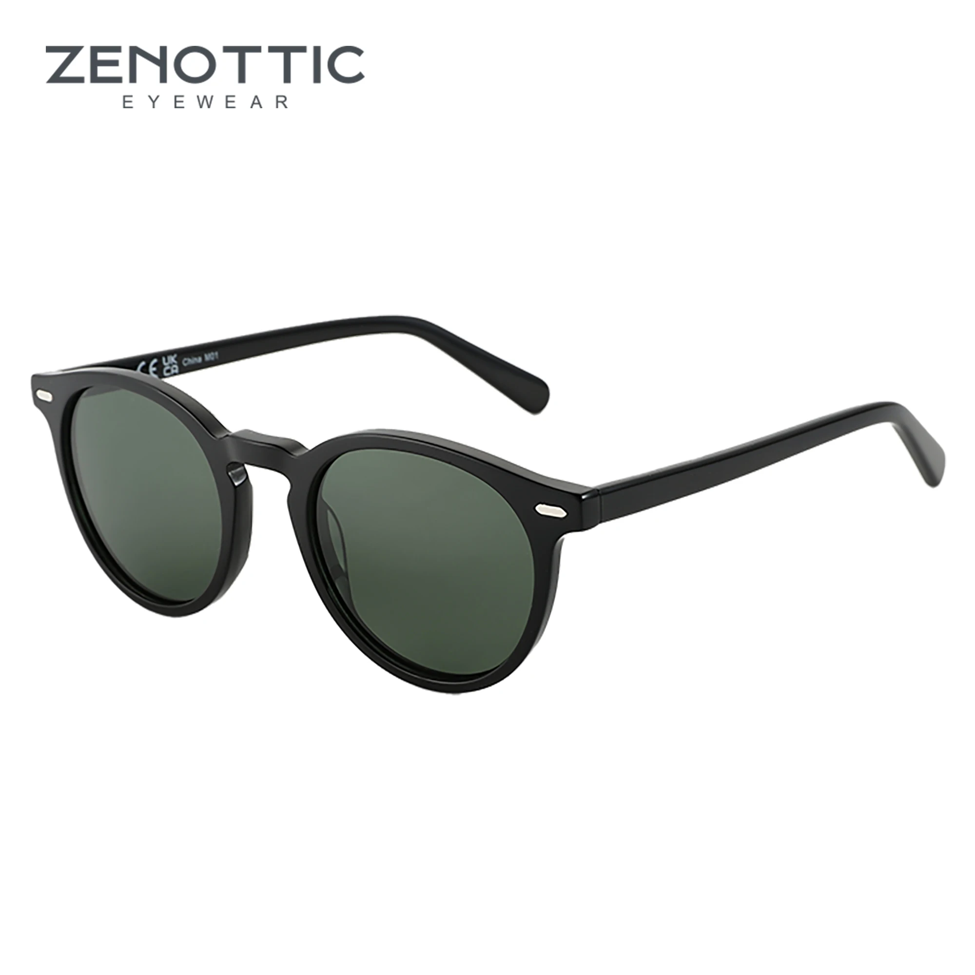 

ZENOTTIC 2024 Fashion Round Polarized Sunglasses Women Uv400 Protection Shade High-quality Acetate Retro Sun Glasses ZS6215