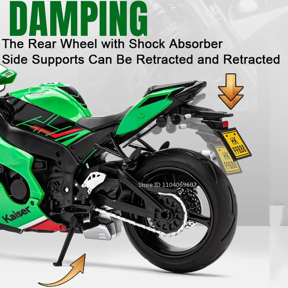 รถจักรยานยนต์1:12นินจา ZX-10R รถของเล่นโมเดลรถโลหะดูดซับเสียงแรงกระแทกมอเตอร์แข่งรถเครื่องประดับสำหรับเด็ก