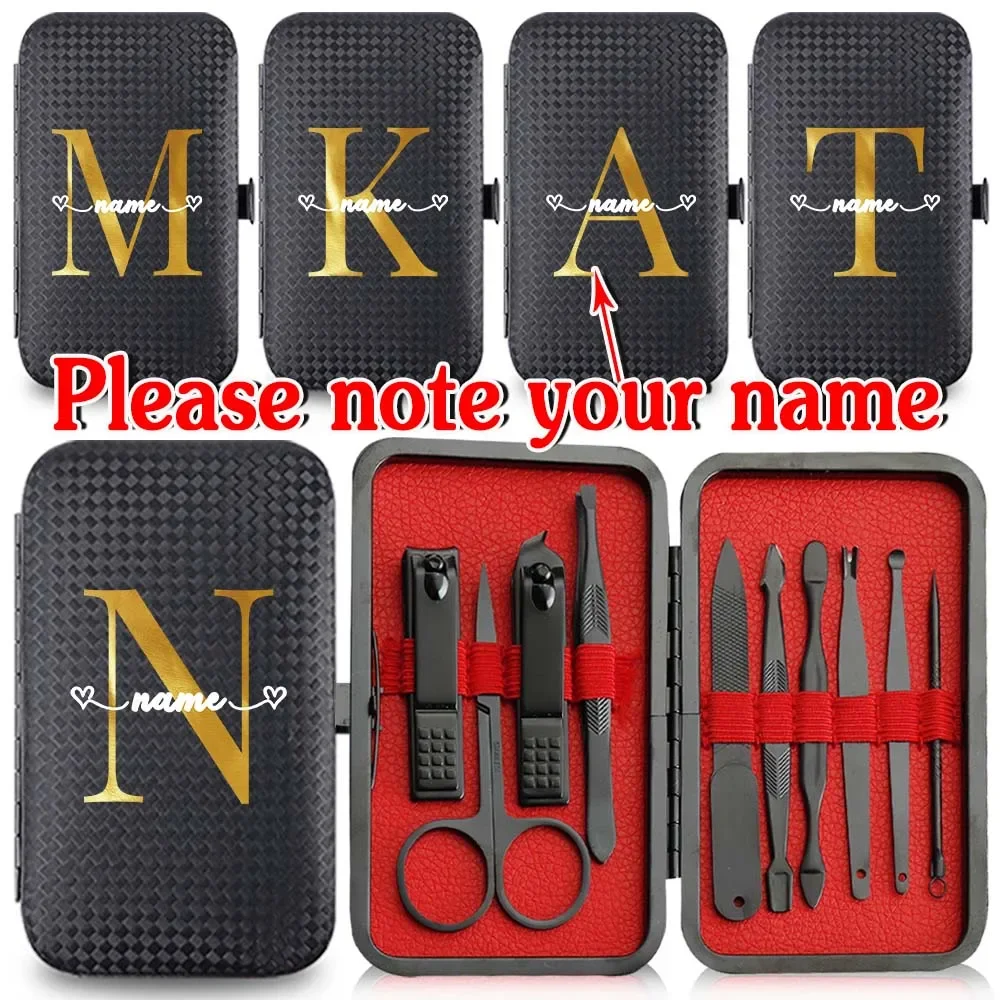 

Customized Name 10Pcs Manicure Set Pedicure Kit Portable Nail Clipper Organizer Grooming Box Stainless Steel Nail Cutter Tools