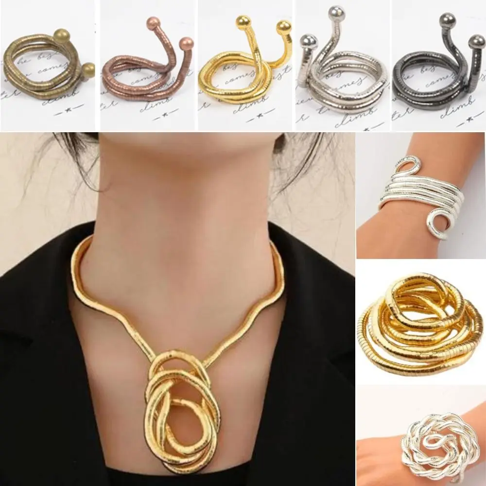Creative Gift Alloy Bendable Snake Silver Color Twistable Flexible Choker Punk Gold Color Bracelet Jewelry Accessories