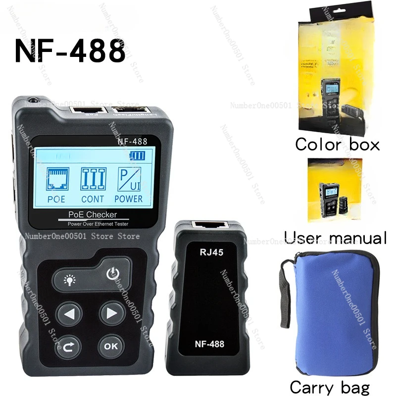 

NF-488 Сетевой тестер PoE Тестер Ethernet-кабеля с ЖК-дисплеем для IEEE 802.3af/at/bt Power Over Ethernet