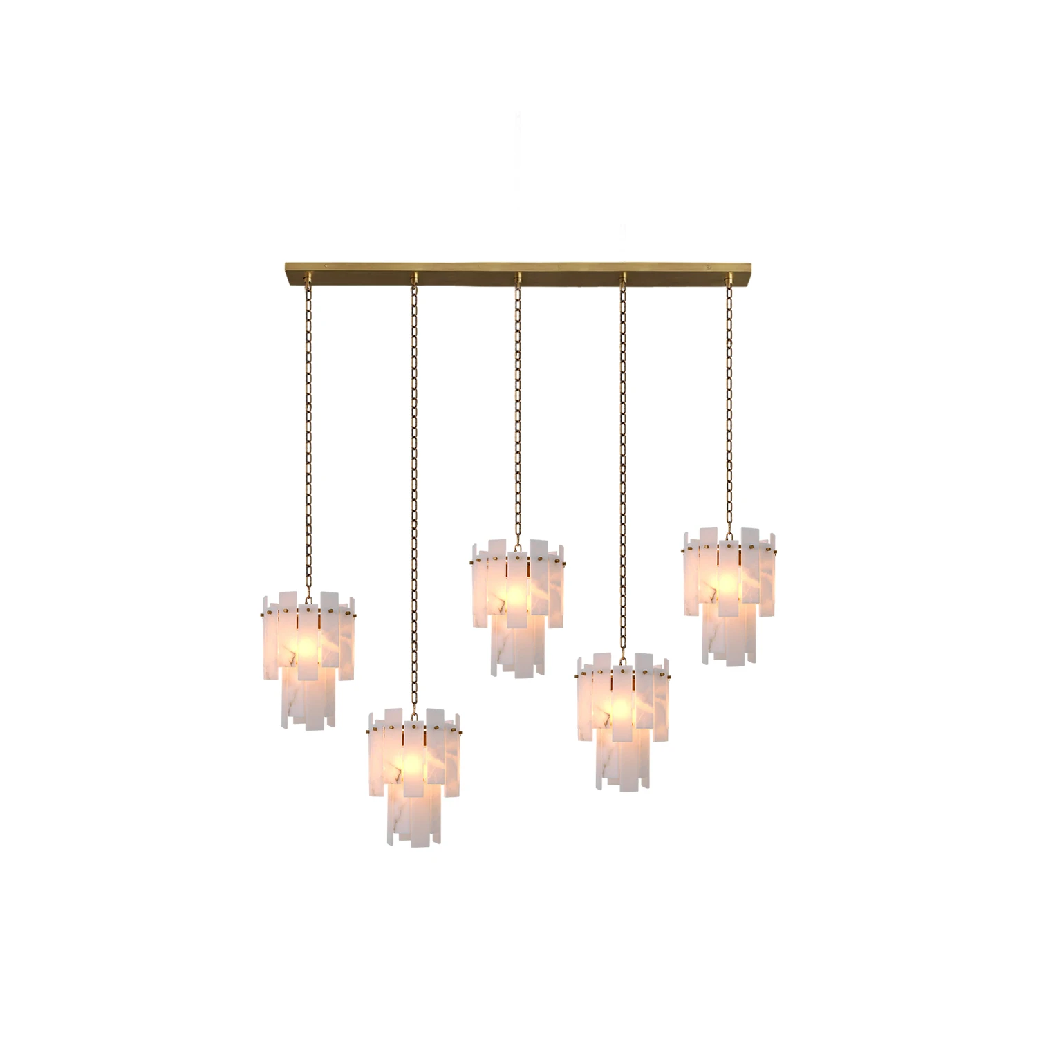 

Upgrade Your Dinning Room With Our Exquisite Natural Marble E14 LED Chandelier Crafted From White Alabaster Dimming Function
