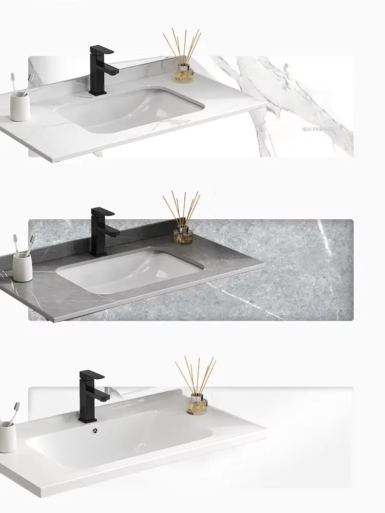 Modern Hot Design Wall-mounted Hotel Bathroom Vanity Unit LED Touch Illuminate Mirror Cabinet Aluminum Countertop Featuring