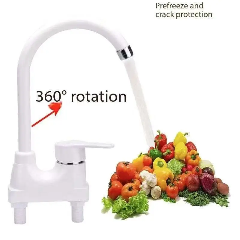 Plastic Basin Mixer Water Taps Deck Mounted Sink Faucet Hot and Cold Water Basin Faucet Household Single Handle Bathroom Faucets