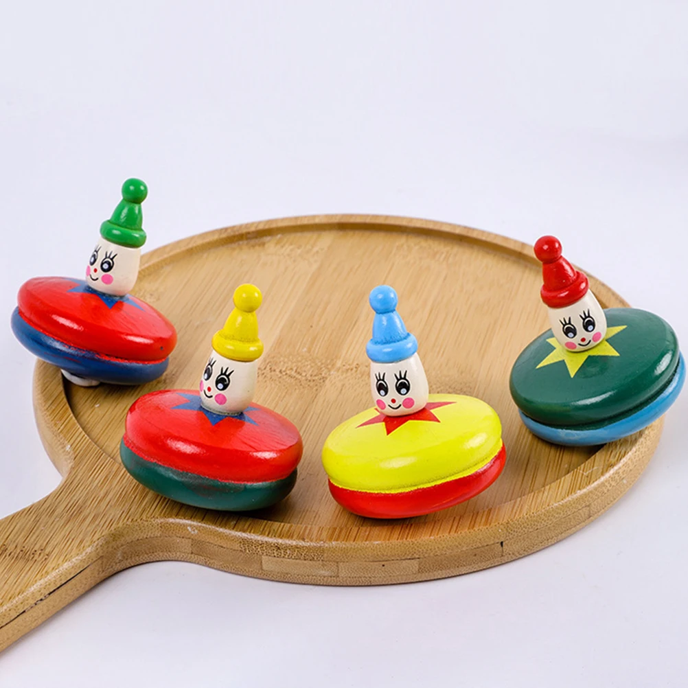 

5pcs Spinning Tops Wooden Gyro Toys Bright Color Design Fun Birthday Party Supplies Mini Gyroscopes H Eye Coordination Wooden