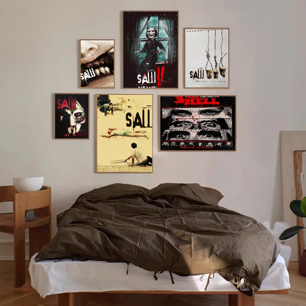 Horror Movie Saw Classic Anime Poster Waterproof Paper Sticker Coffee House Bar Room Wall Decor