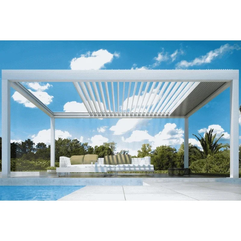 Custom Aluminum Powder Coated Bioclimatic Louver Roof Pergola Motorized Control Balcony Garden-3x4 Option