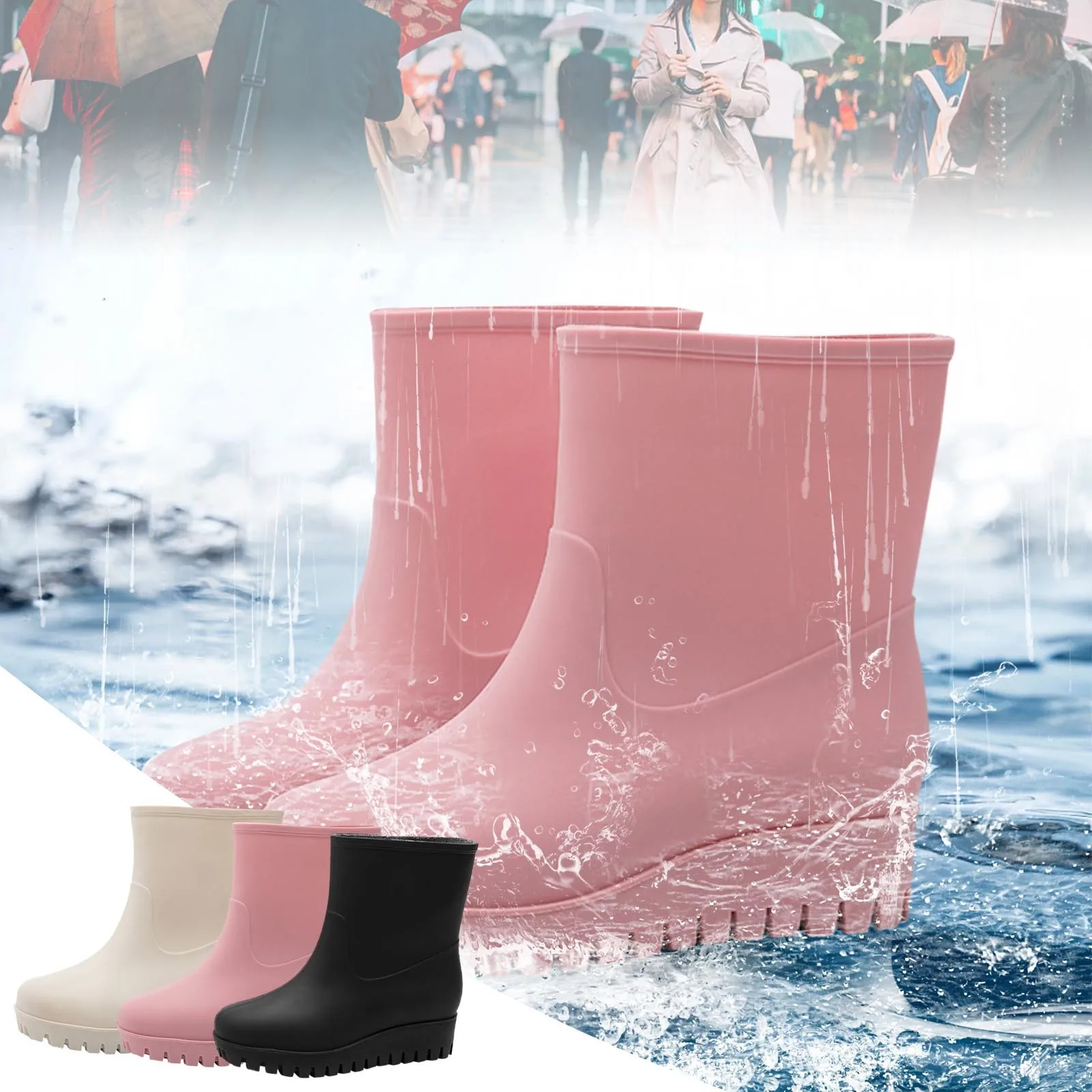 Fashion Casual Inner High Rain Shoes Women Flat Bottomed Antiskid Outer Versatile Rain Boots Middle Suit Shoes for Men Designers