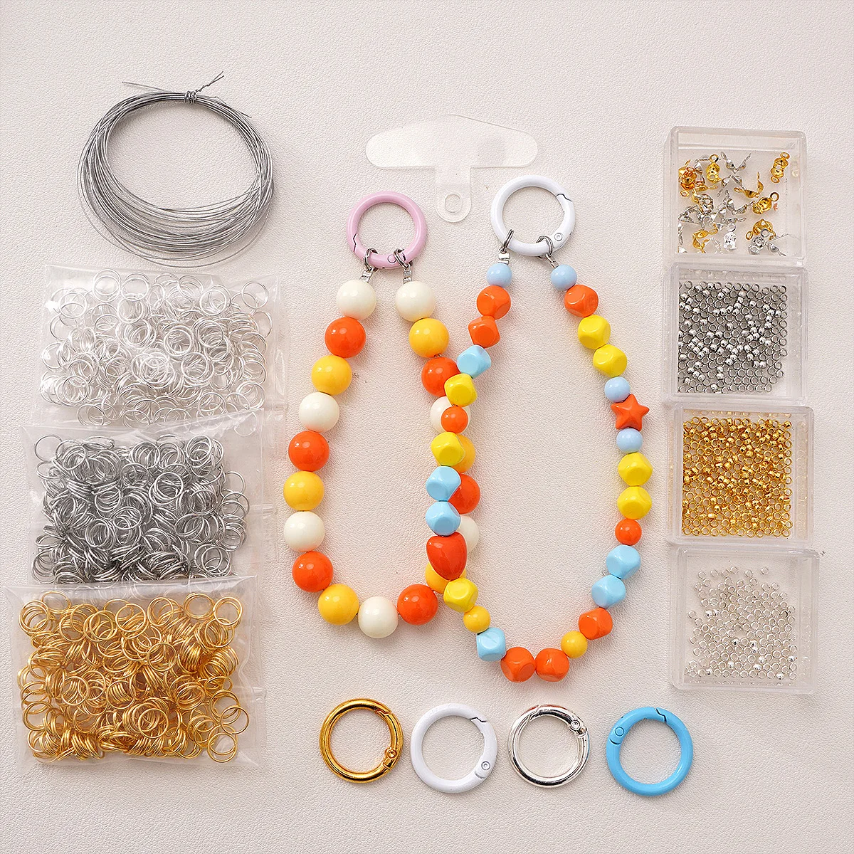 Mobile Phone Chain Material Package(Positioning Beads, Double Loops, Buckles) | Novices making DIY jewelry handicrafts ≈55pcs