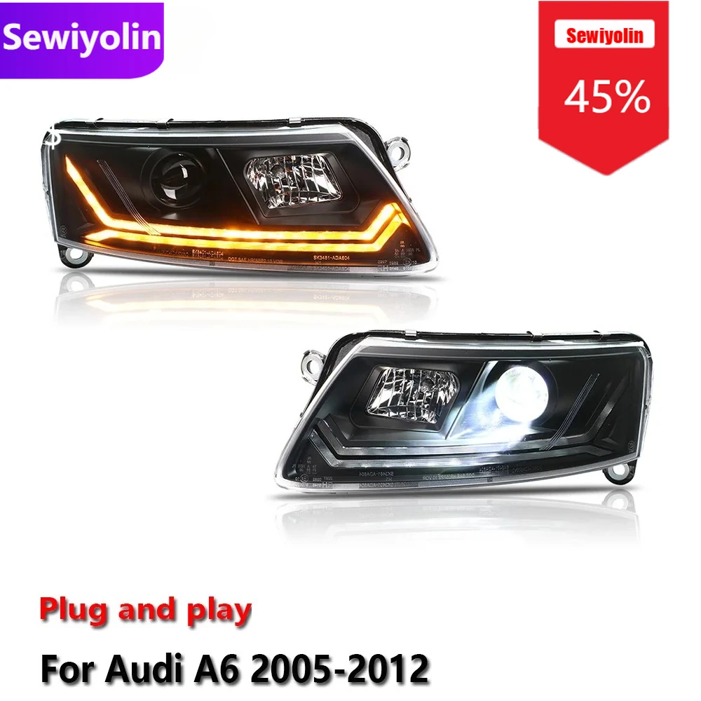 

Car DRL LED Headlight Assemblies For Audi A6 LED Headlights 2005-2012 Fog DRL Brake Turn Signal Lamp Plug And Play