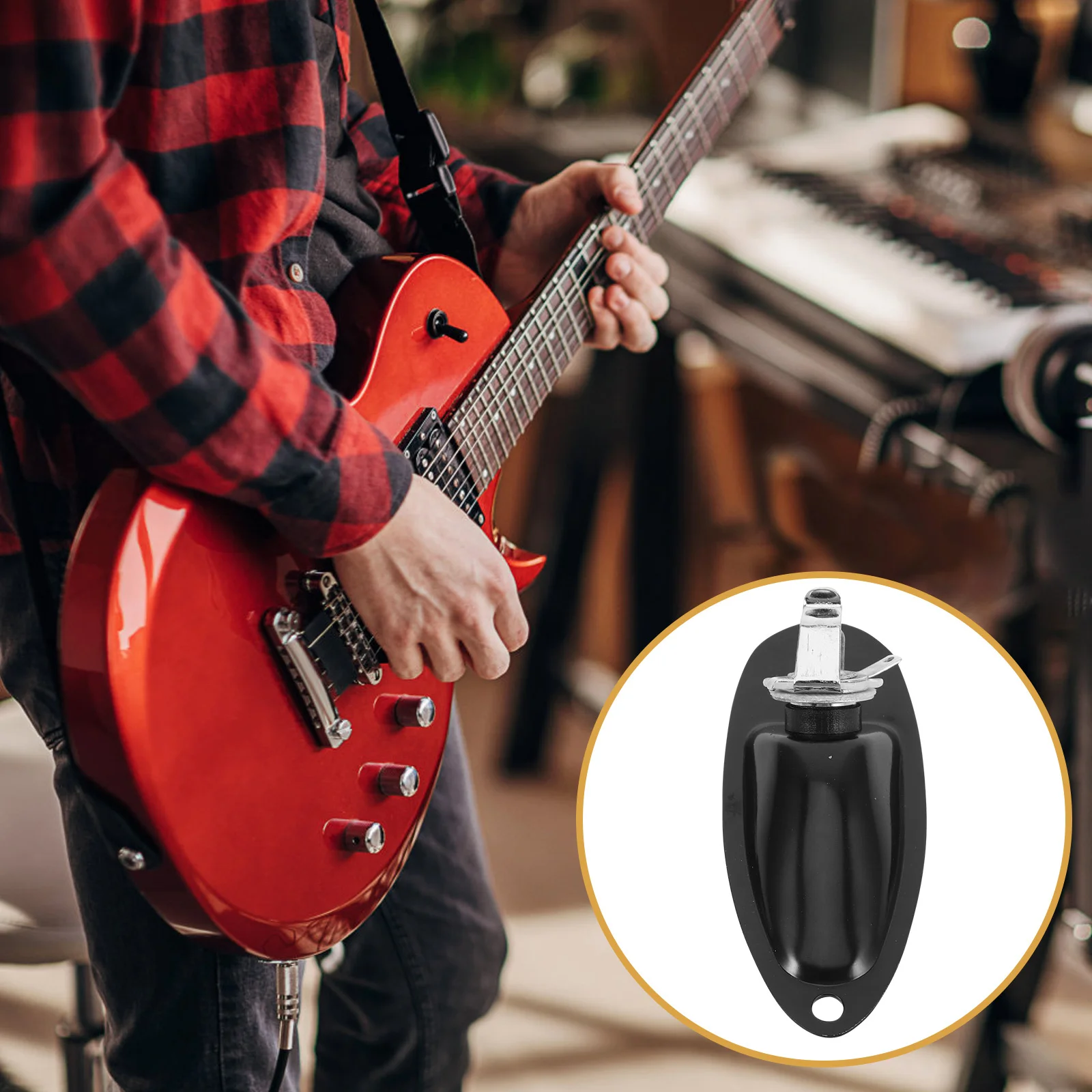 

3Pcs Black Electric Guitar Boat Jack Plate 6.35mm Output Pickup Socket for Guitar Parts Accessories Speaker Jack Plate