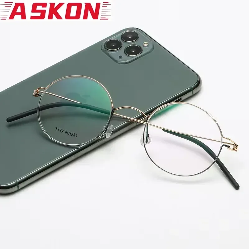 48MM Screwless Round Glasses Frame Dakota Men Air Titanium Thin Eyeglasses Ultralight Rim Frame Women Circle Eyewear Spectacles