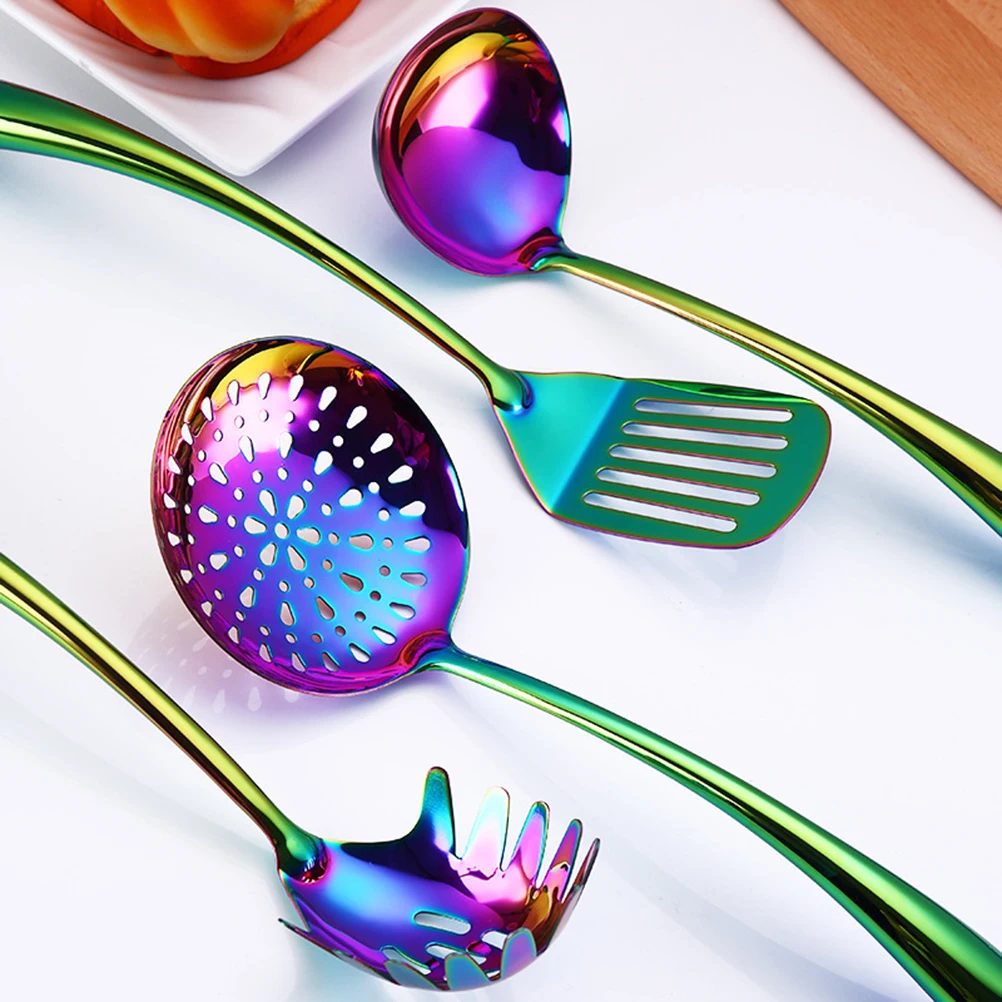 

Colorful Pasta Utensils Stainless Steel Ergonomic Kitchen Supplies H Tableware Hanging Storage Cooking Tools Set