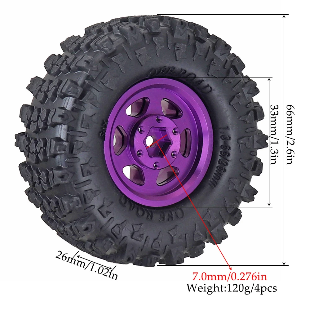 Pneumatico per cerchione Beadlock da 1,3 pollici in lega di alluminio Ajrc per 1/24 Fms24 Axial Scx24 1/18 Traxxas Trx4m Trx4-m Rc Crawler Car Tire