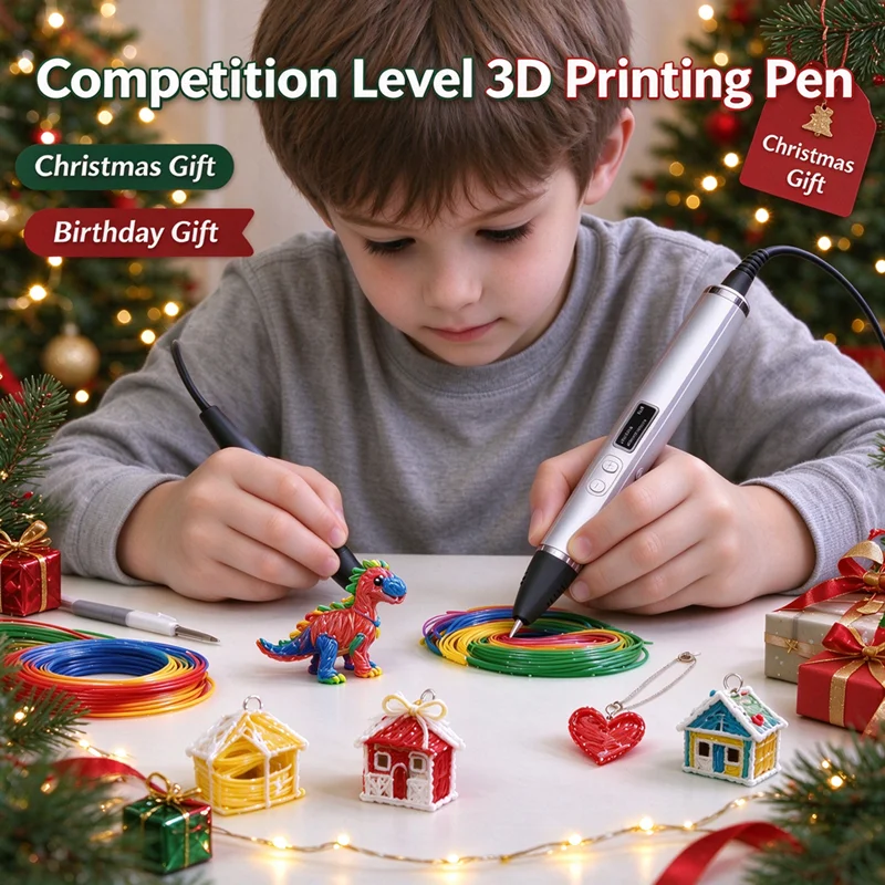 Competition Level 3D Printing Pen OLED Display Detachable Design PLA Filament DIY Doodling, Christmas Holiday Creative Gift