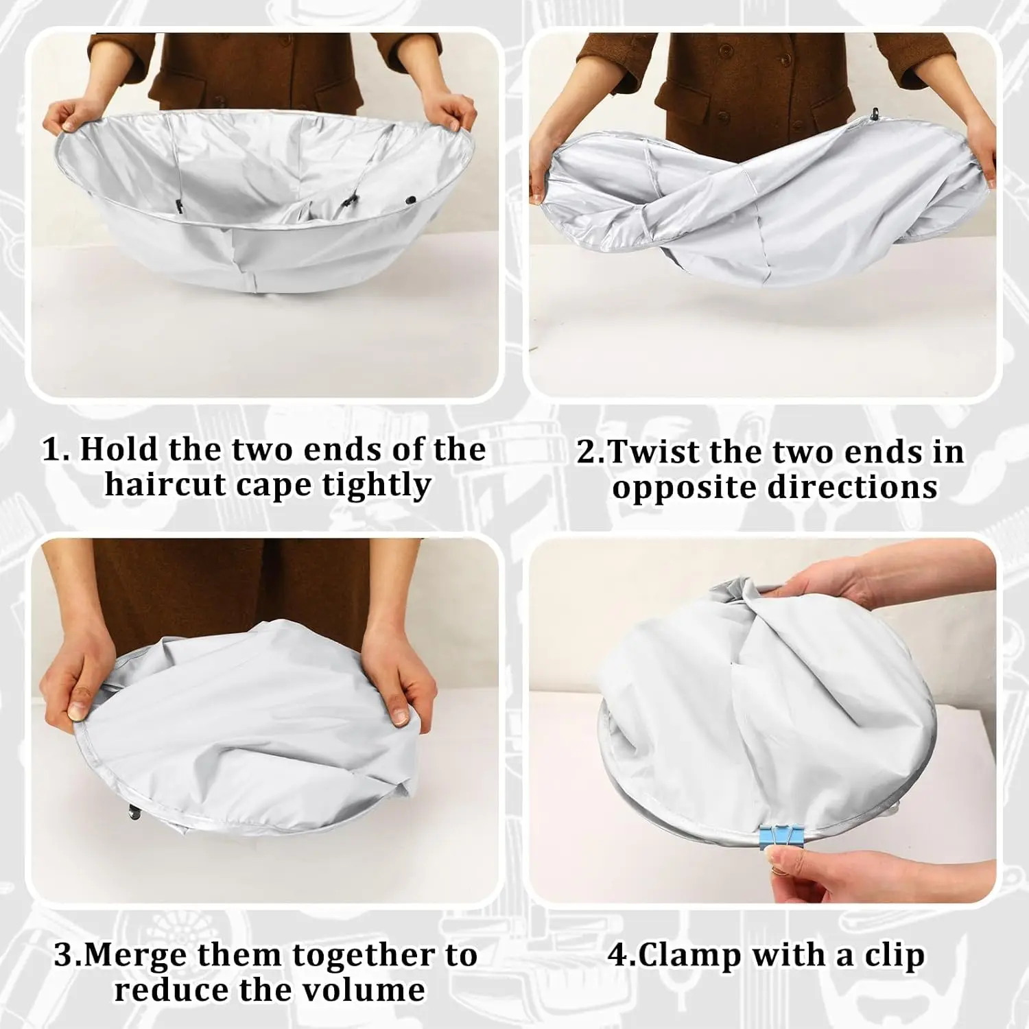 Hair Cutting Cape for All Ages – Unisex Adjustable Barber Cloak with Umbrella-Style Collar, Foldable for Home & Salon Use view 3