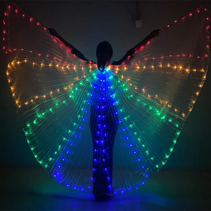 

New LED Luminous Dance Dress Wings Belly Dance Performance Dress Cloak Luminous Butterfly Fluorescent Prop Manufacturer Direct