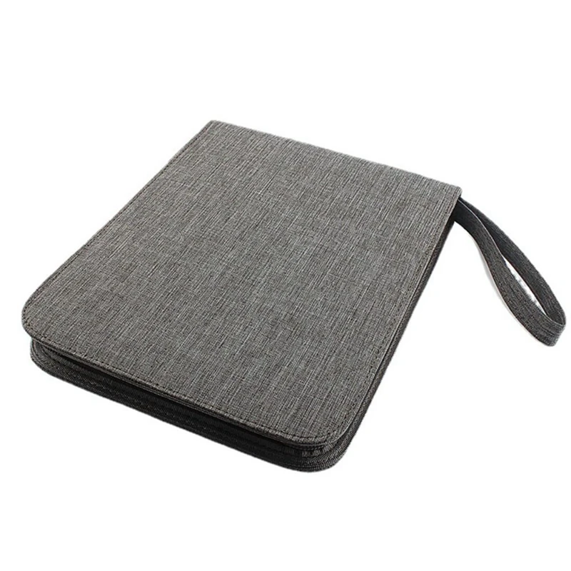 

Pen Container Bag Capacity Fountain Pencil Case 24 Slots Zipper Multifunctional Canvas Writing Holder Supplies Easy To Use Gray