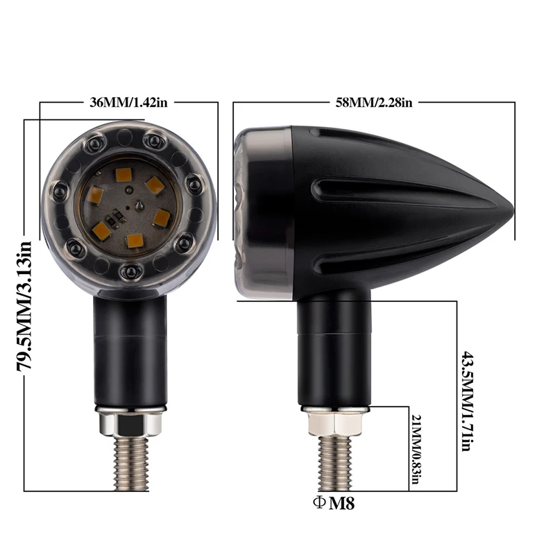 مصباح خلفي للدراجة النارية رصاصة ، مصباح تشغيل نهاري ليد ، مصباح دوار للدراجة النارية ، مصباح فرامل ، إكسسوارات تجديد تصميم الدراجات النارية البلاستيكية ، 2: 1 #6