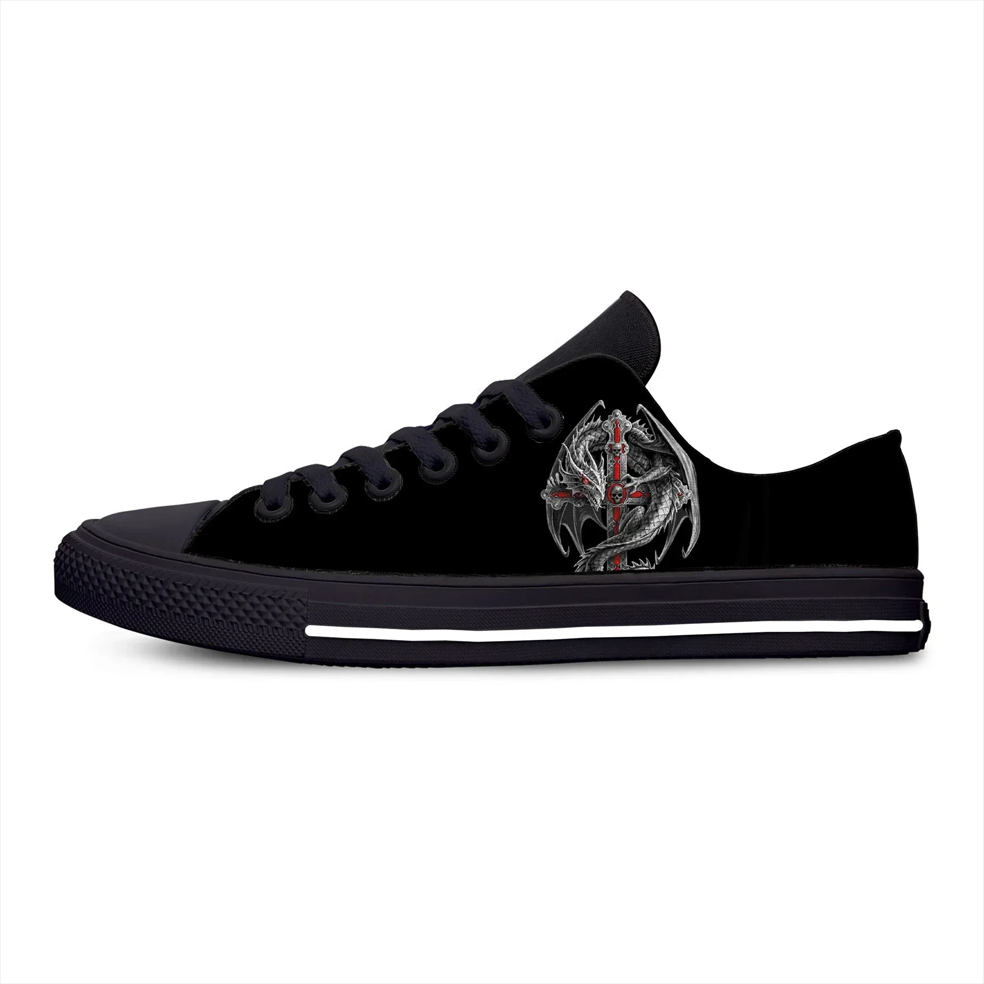 Caliente Cool Goth Devil gótico Punk Grunge Horror Halloween zapatos casuales Low Top ligero transpirable hombres mujeres tablero zapatos personalizados