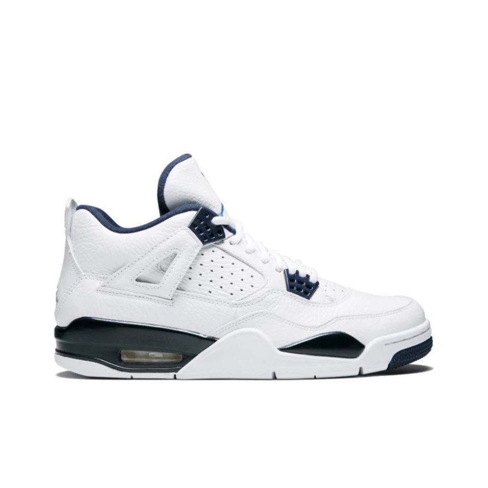 Air Jordan 4 Retro Confortável Tênis de Basquete, Tênis Masculino, Original, Branco, Preto e Vermelho, Tatuagem, BQ0897-006