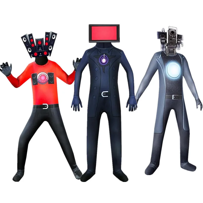 Skibidi Toilet Man vs Monitor Costume Kids Boys TV Man Camera Man Cosplay Horror Game Jumpsuit Halloween Birthday Party Costume