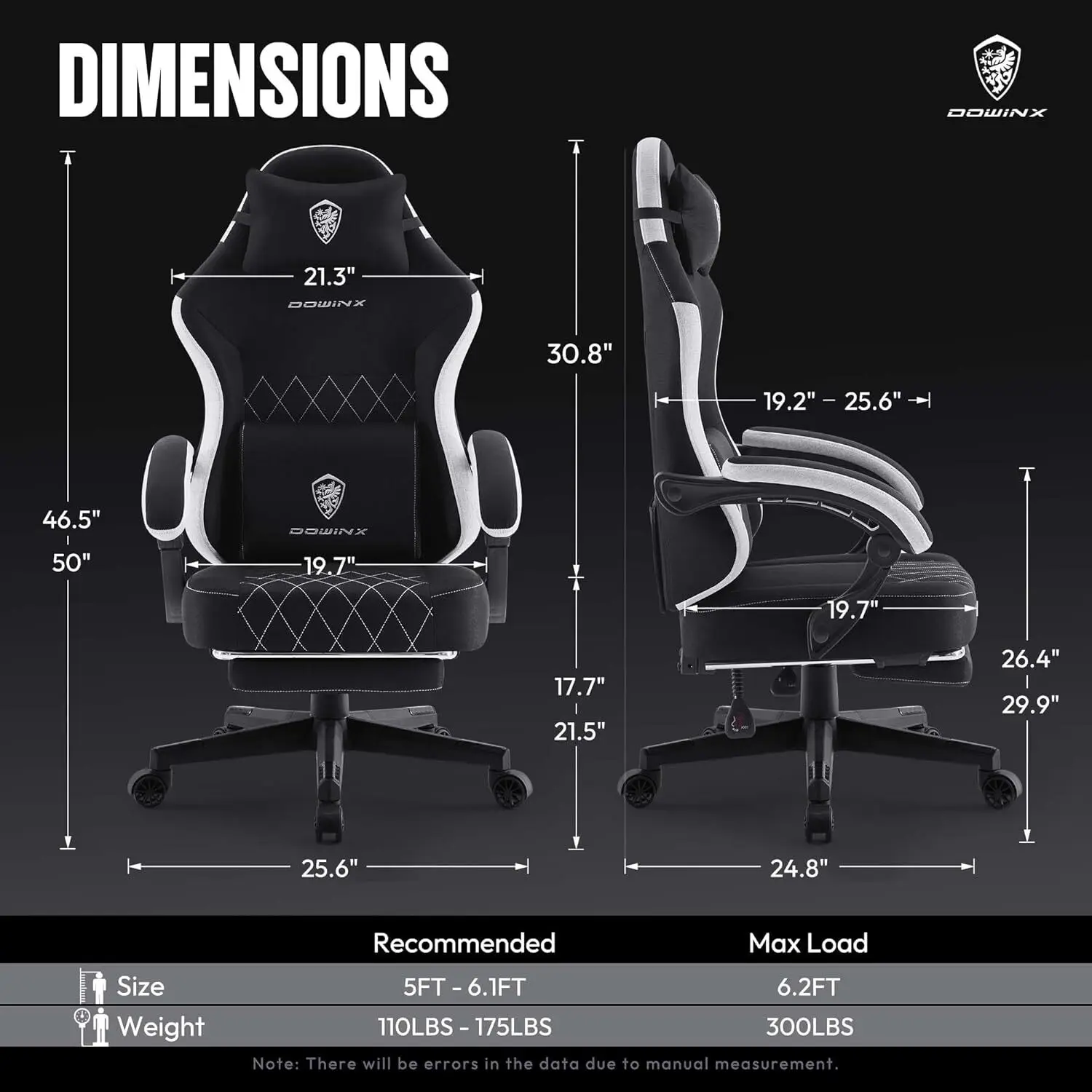 Dowinx Fabric Gaming Chair Ergonomic Computer Chair with Footrest
