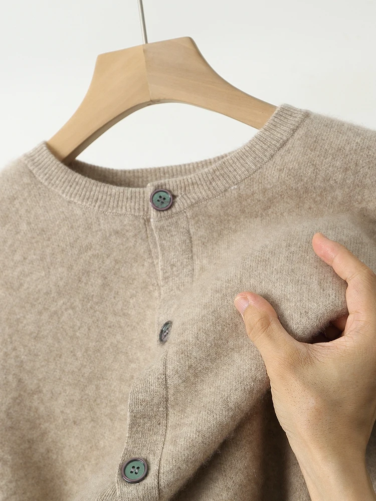 

Autumn Winter Men's O Neck Cashmere Cardigan Thick Soft Warm Sweater 100% Merino Wool Buttoned Knitwear Tops Jacket