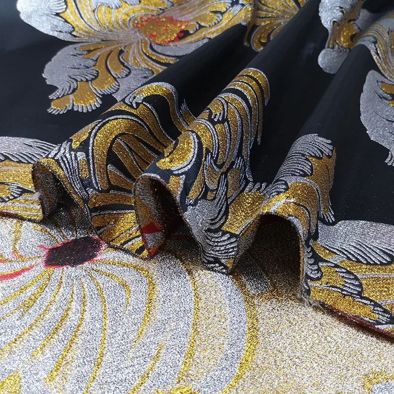Jacquard Brocade Fabric Short Skirt Windbreaker Performance Clothing Gold Thread Stiff Fabrics Brand Design Wholesale Cloth