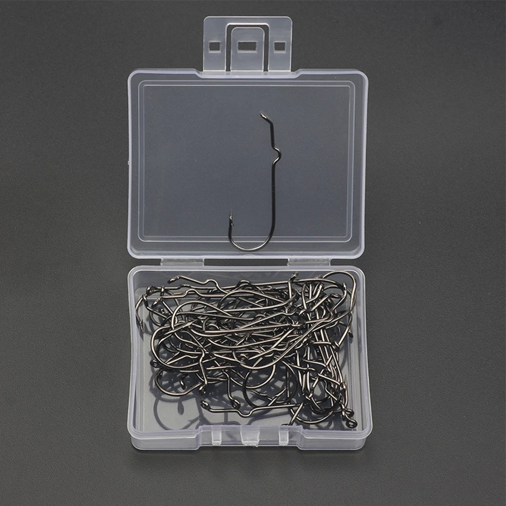 50PCS Fly Fishing Hook Binding Modified Anti-slip Round Bent Worm Hook Fishing Non-slip Fixed Lure Hooks Accessories