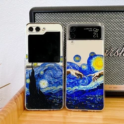 Retro Great Art Van Gogh Oil Painting Phone Case For Samsung Galaxy Z Flip 6 5 Hard PC Cover For Galaxy Z Flip 5 4 7 Clear Shell