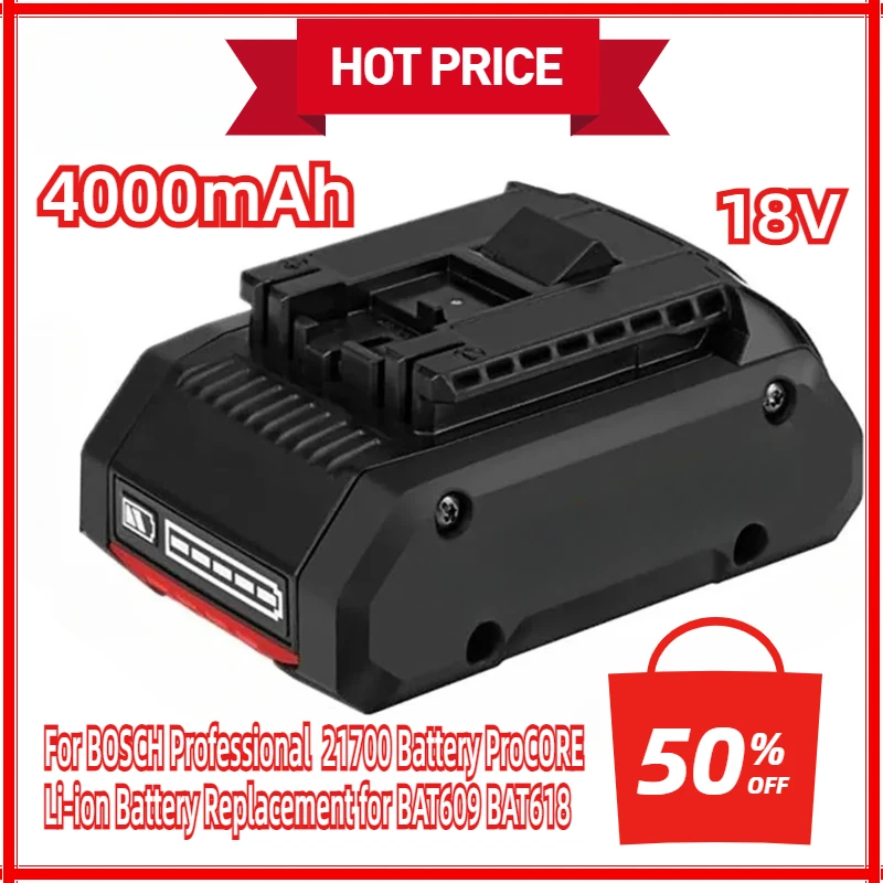 For BOSCH Professional 18V 21700 4.0Ah Battery ProCORE 18V Li-ion Battery Replacement for BAT609 BAT618