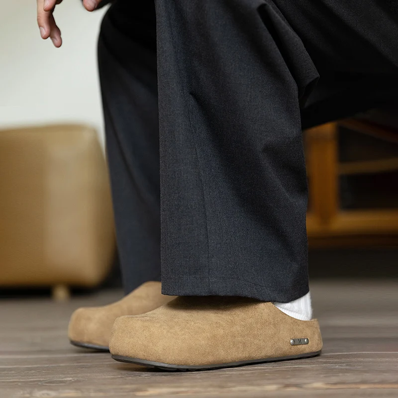 MRA Brand Men's Autumn‑Winter Height‑Boost Slippers, Old‑Money Clean‑Fit Commuter Closed‑Toe Slip‑On Mule Slides
