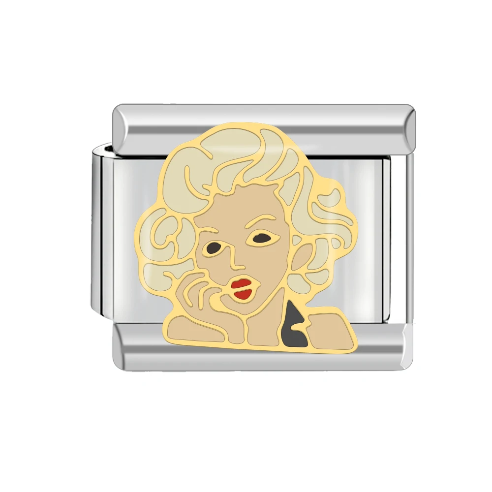 Nuevos dijes de pintura hermosa para mujer, eslabones italianos aptos para pulsera de 9mm, fabricación de joyería DIY de acero inoxidable