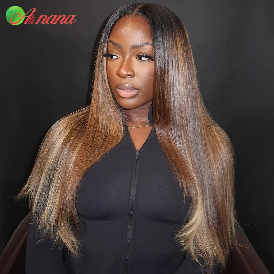 32 Inches Ombre Brown Colored High Quality 13x4 Lace Frontal Wig Straight Brazilian Lace Wigs On Sale Human Hair Wigs For Women