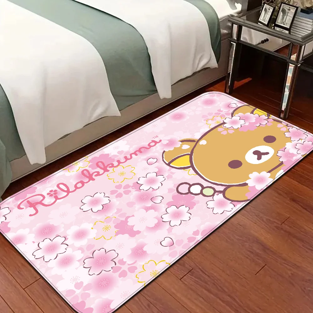 R-Rilakkuma Bear Hallway Carpet Retro Multiple Choice Living Room Kitchen Rug Non-Slip Welcome Rug