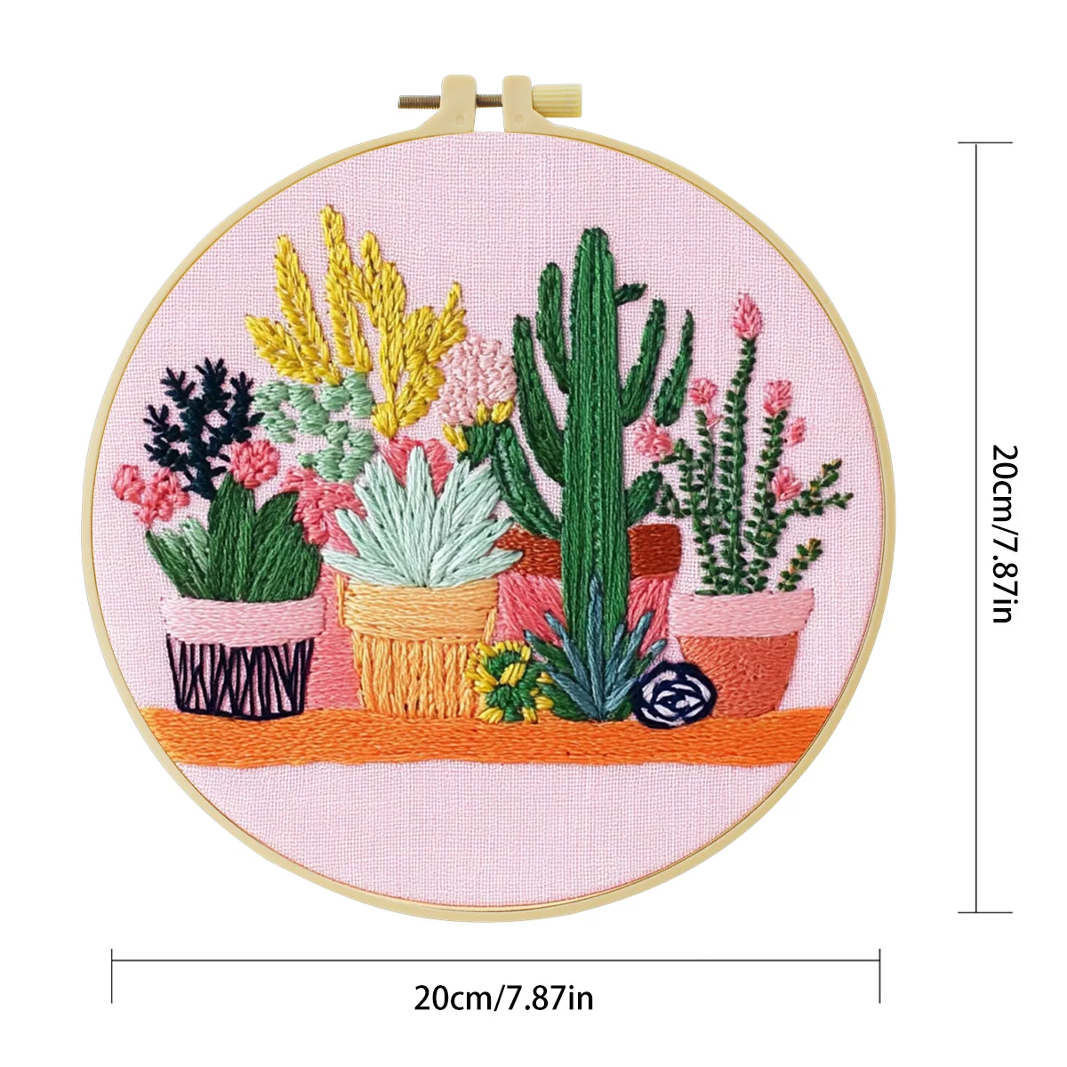1 Stück 20X20CM/15X15CM 7,87/6,3 Zoll Topfpflanzen-Stickerei-Starter-Kit DIY-Kit DIY-Stickerei-Set für Anfänger – Detail 3