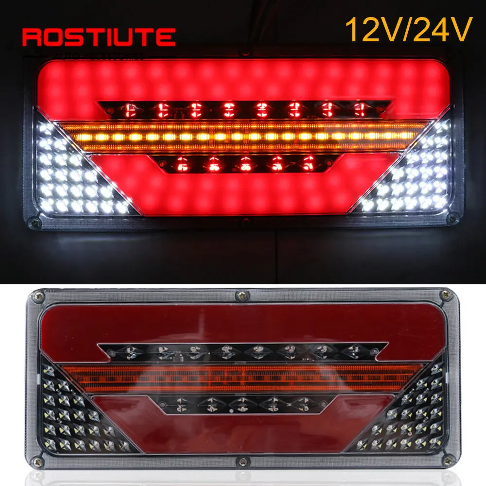 

2PCS Led Trailer Truck Tail Lights 12V/24V 33CM Turn Signal Brake Lamp Cargo Car Reverse Rear Lights for Caravan Lorry Bus RV