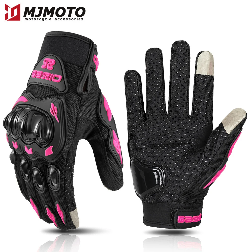 Letnie damskie różowe rękawiczki motocyklowe damskie oddychające rękawiczki motocyklowe funkcja dotykowa zapobiegająca upadkom Motocross Moto rękawice motocyklowe