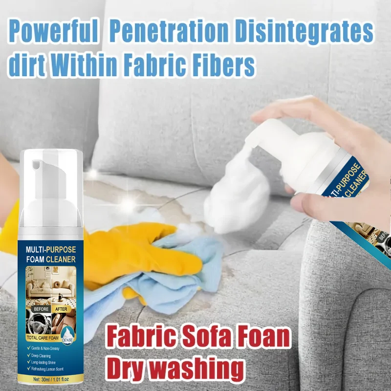 Powerful Fabric Sofa Foam Dry Cleaner, Multi-Functional Care Product, Strong Penetration,Effective Stain Removal,No Water Needed