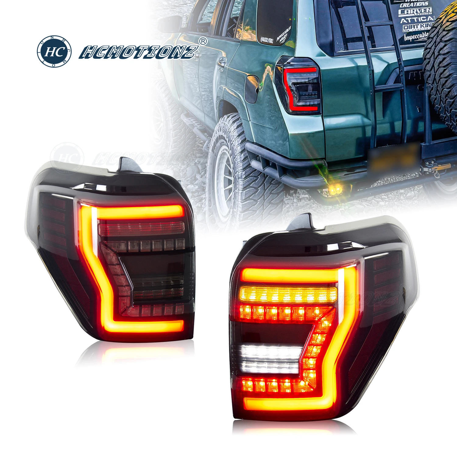 HCMOTIONZ LED Tail Lights for Toyota 4Runner 2010-2021 SR5 TRD Off Road Lmited Turn Signal Indicator Lamp Rear Lamps Assembly