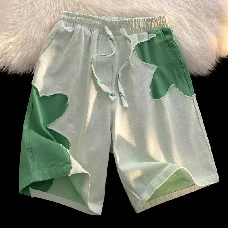 

Новые ретро модные брендовые повседневные свободные прямые шорты с эластичной резинкой на талии и пятью точками