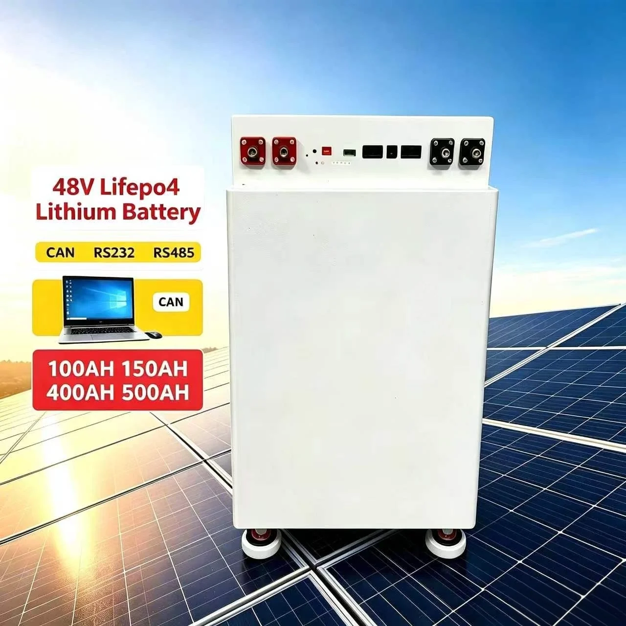 48v  200Ah 100AH 150Ah 48v 400Ah 500Ah Lifepo4 Lithium Batterry CAN RS232 RS485 For Solar Energy Storage System With Wheels