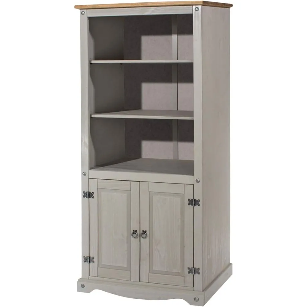 

Wood Bookshelf with Doors - Bookshelf with Storage - Bookcase 2 Door Cabinet - Shelves for Bedroom - 31.50" W, 16.73" D, 69.88"